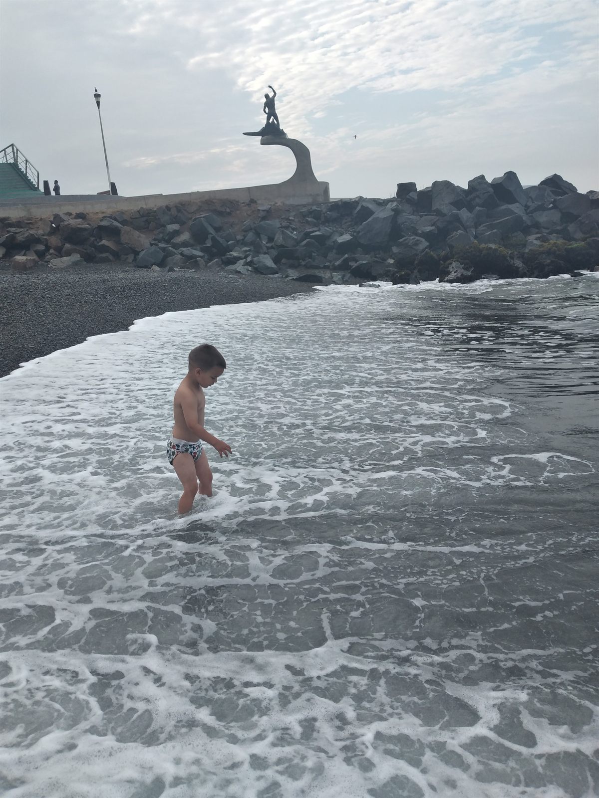 Sam happily exploring the ocean as his mother thinks about who will protect his active life in adulthood.